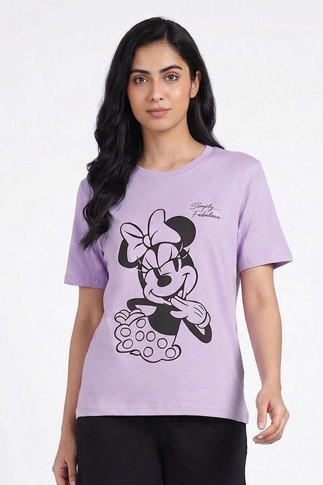 Zivame Minnie Mouse Knit Cotton Loungewear Top - Pastel Lilac — image 2